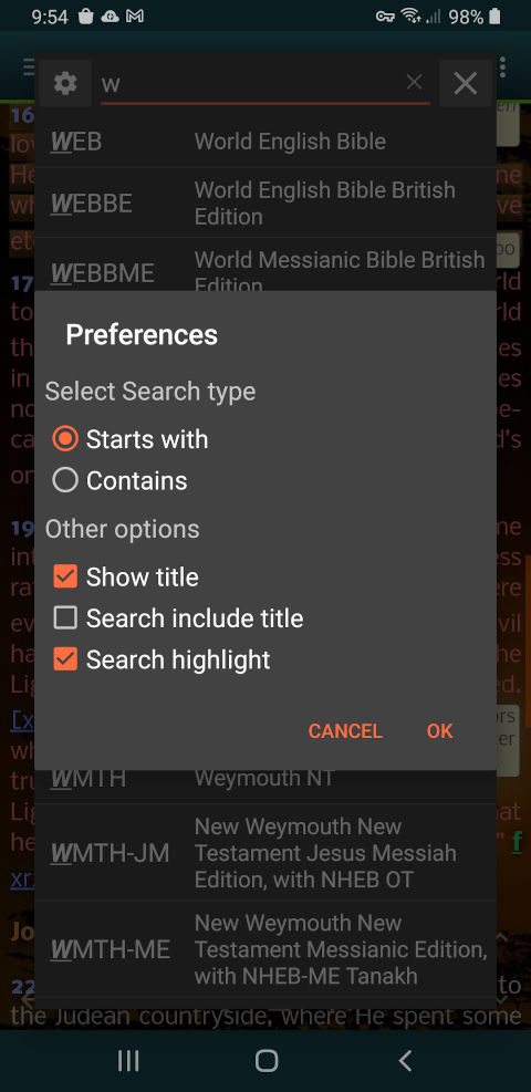 Module select preferences