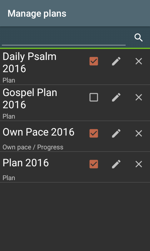 Manage plans